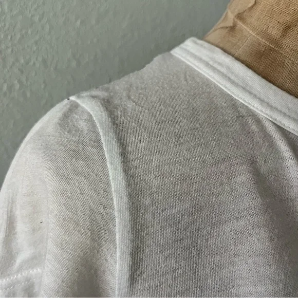 SOLD SACAI sz 2 S WHITE Linen Tee Flare Back Floral Print Short Sleeve Tshirt - Picture 9 of 12